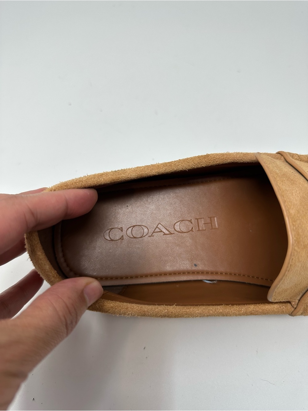 Coach Mott Driver In Suede Style C8833 Tan size 10D - Picture 10 of 13